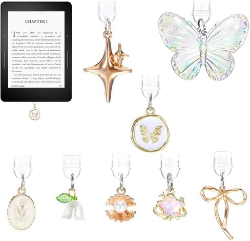 8 PCS Dust Plug Charm Type C ، سحر الكتب المرح ، سحر قابس الغبار مع نمط زهرة الفراشة للقراء الإلكترونية in Saudi Arabia