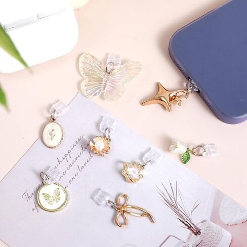 8 PCS Dust Plug Charm Type C ، سحر الكتب المرح ، سحر قابس الغبار مع نمط زهرة الفراشة للقراء الإلكترونية in Saudi Arabia