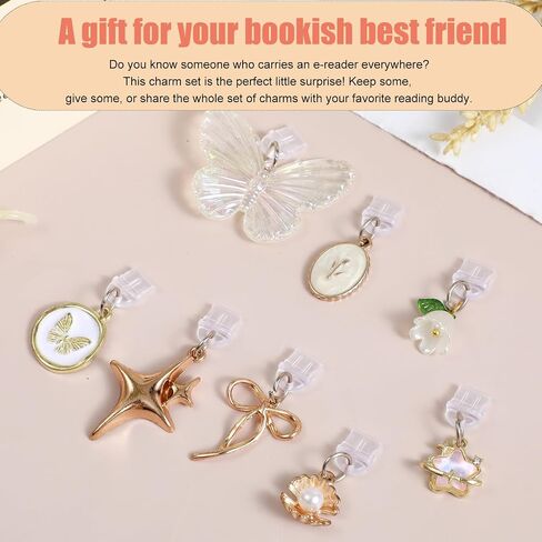 8 PCS Dust Plug Charm Type C ، سحر الكتب المرح ، سحر قابس الغبار مع نمط زهرة الفراشة للقراء الإلكترونية in Saudi Arabia