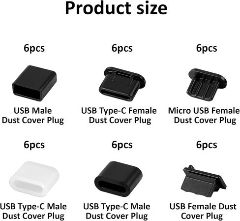 36 Pcs USB Anti Dust Cover Plugs Type-C Dust Stopper Silicone Soft Cap Port Protector Charging Port Protector for USB A Type C Ports Female Interface in Saudi Arabia