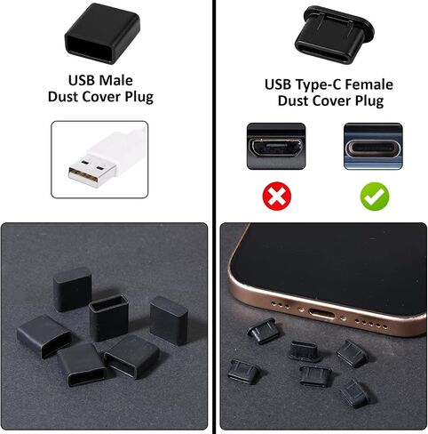 36 Pcs USB Anti Dust Cover Plugs Type-C Dust Stopper Silicone Soft Cap Port Protector Charging Port Protector for USB A Type C Ports Female Interface in Saudi Arabia