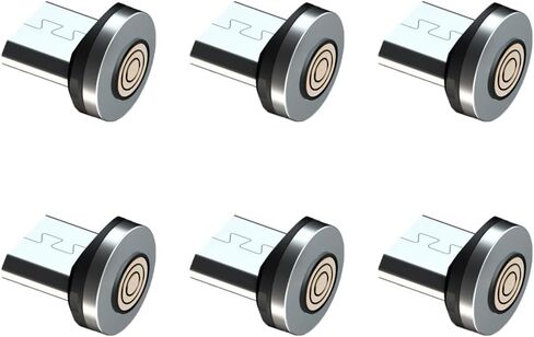 6 حزمة موصل مغناطيسي نصائح Micro USB محولات الطرف المغناطيسي متوافق مع 5 دبوس كابل الشحن المغناطيسي لأجهزة USB الصغيرة ، 360 درجة محول هاتف مغناطيسي قوي القابل للتدوير ، لا كابل in Saudi Arabia