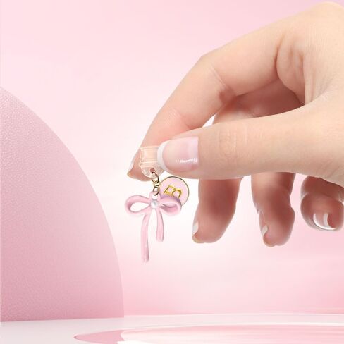3Pcs Pink Bow USB C Kindle Dust Plug Charms for iPhone 16/15 Pro Max/Plus,Cute Initial Type C Dust Plug Covers for Phone Charging Port,Port Cover Protector Accessories for Kindle Paperwhite Colorsoft in Kuwait