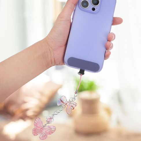 3 Pcs Pink Phone Charm, Aesthetic Y2K Cellphone Charms Pink Butterfly Heart Shape Phone Wrist Strap for Bag Keychain Camera Purse Decor in Saudi Arabia