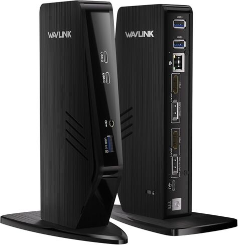 Wavlink USB C Docking Station Monitor Dual Monitor ، Dual 5K/4K@60Hz Displaylink Station for M1/M2/M3/M4 MAC أو Windows ، Dock كمبيوتر محمول 13-in-1 مع 2x HDMI ، 2x DP ، 130WPD ، Gigabit Ethernet ، 5x USB ، AUDIO in Kuwait