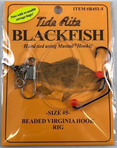 Hand Tied Beaded Virginia Hook Blackfish Rigs, Mustad Long Shank Hooks in Kuwait