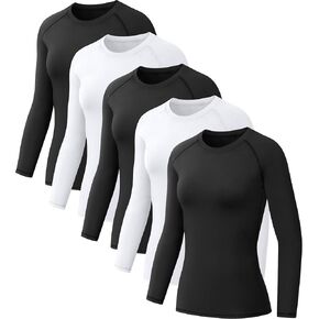 5 Pack Women's Compression Shirt Long Sleeve Workout Tops Athletic Baselayer Quick Dry Gym Yoga Running T-Shirt in Saudi Arabia