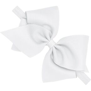 Wee Ones Girls' Classic Grosgrain Hair Bow on a Matching Baby Hair Band, For All Hair Types, Small Bow, 6-24 Months, White in Kuwait