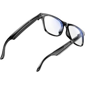 AI Translation Bluetooth Smart Glasses for Men Women, 160+ Languages Voice & Video Real-time Translation, Ultra-Light Bluetooth 6.0 Call Sunglasses, Open Ear (Black Frame-Blue Light Blocking Lens) in Kuwait