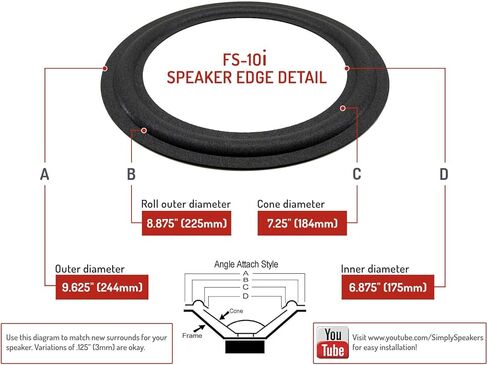 Infinity RS IIa, RSIIb, RS IIIA, RS IIIb, 10 Inch 4-Pack Speaker Foam Surround Repair Kit FSK-10i (4 Pack) in Saudi Arabia