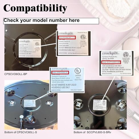 6qt إدراج طباخ بطيء ، متوافق مع نماذج طباخ بطيئة Crockpot SCCPv600-S-BR CPSCVO60LL-BP CPSCVC60LLS ، الأسود in Kuwait
