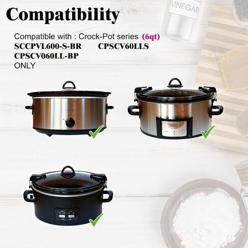 6qt إدراج طباخ بطيء ، متوافق مع نماذج طباخ بطيئة Crockpot SCCPv600-S-BR CPSCVO60LL-BP CPSCVC60LLS ، الأسود in Kuwait