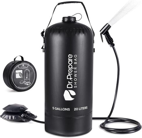 DR.PREPARE Portable Shower for Camping, 4 Gallons/15L Camping Shower Bag, Portable Outdoor Shower with Rechargeable Pump for Camping, Beach, Hiking, Climbing, Pet Cleaning in Kuwait