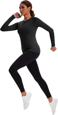 5 Pack Women's Compression Shirt Long Sleeve Workout Tops Athletic Baselayer Quick Dry Gym Yoga Running T-Shirt in Saudi Arabia