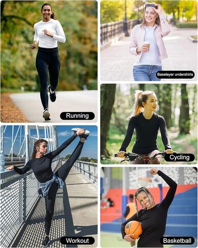 5 Pack Women's Compression Shirt Long Sleeve Workout Tops Athletic Baselayer Quick Dry Gym Yoga Running T-Shirt in Saudi Arabia