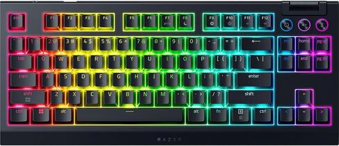 Razer Blackwidow V4 TKL Hyperspeed اللاسلكي اللوحة الساخنة القابلة للتبديل: مفاتيح اللمس البرتقالي - اللاسلكي والبلوتوث - أسطوانة متعددة الوظائف والتحكم - Chroma RGB - عمر بطارية طويلة in Saudi Arabia