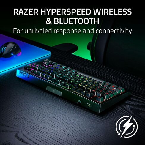 Razer Blackwidow V4 TKL Hyperspeed اللاسلكي اللوحة الساخنة القابلة للتبديل: مفاتيح اللمس البرتقالي - اللاسلكي والبلوتوث - أسطوانة متعددة الوظائف والتحكم - Chroma RGB - عمر بطارية طويلة in Saudi Arabia