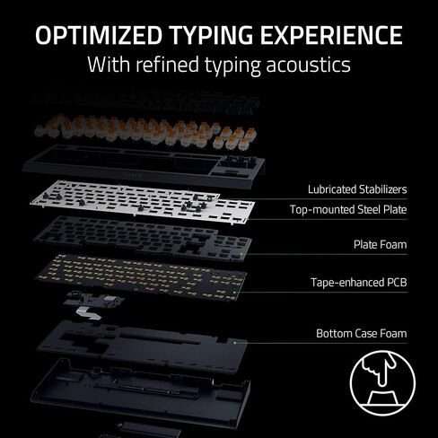 Razer Blackwidow V4 TKL Hyperspeed اللاسلكي اللوحة الساخنة القابلة للتبديل: مفاتيح اللمس البرتقالي - اللاسلكي والبلوتوث - أسطوانة متعددة الوظائف والتحكم - Chroma RGB - عمر بطارية طويلة in Saudi Arabia