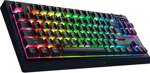 Razer Blackwidow V4 TKL Hyperspeed اللاسلكي اللوحة الساخنة القابلة للتبديل: مفاتيح اللمس البرتقالي - اللاسلكي والبلوتوث - أسطوانة متعددة الوظائف والتحكم - Chroma RGB - عمر بطارية طويلة in Saudi Arabia