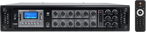 ROCKVILLE RCS350-6 6-Zone تجاري/مطعم باقة AMP مع (8) WET-6525B 6.5 "70V مكبرات صوت داخلية/خارجية في الأسود in Saudi Arabia