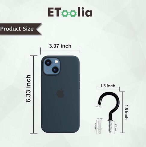 20 قطعة من خطافات السقف من Etoolia لتعليق النباتات - 2.9 بوصة شديدة التحمل، خطافات تعليق لأضواء عيد الميلاد والأكواب والديكورات - برغي مطلي بالفينيل الأبيض في خطاف شماعات النبات داخليًا وخارجيًا in Kuwait