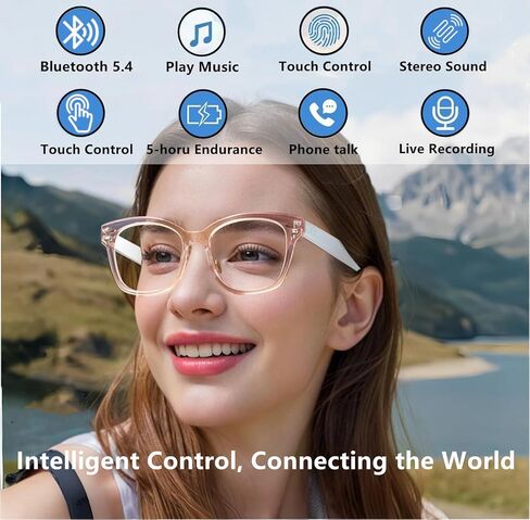 AI Translation Bluetooth Glasses,Smart Glasses for Women with GPT AI Real-Time Translator (144 Languages) - Bluetooth Audio Glasses for Travel, Business Meetings & Study in Kuwait