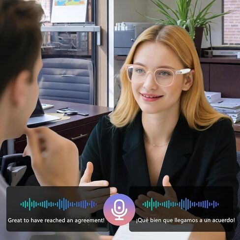 AI Translation Bluetooth Glasses,Smart Glasses for Women with GPT AI Real-Time Translator (144 Languages) - Bluetooth Audio Glasses for Travel, Business Meetings & Study in Kuwait