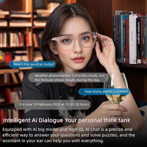 AI Translation Bluetooth Glasses,Smart Glasses for Women with GPT AI Real-Time Translator (144 Languages) - Bluetooth Audio Glasses for Travel, Business Meetings & Study in Kuwait