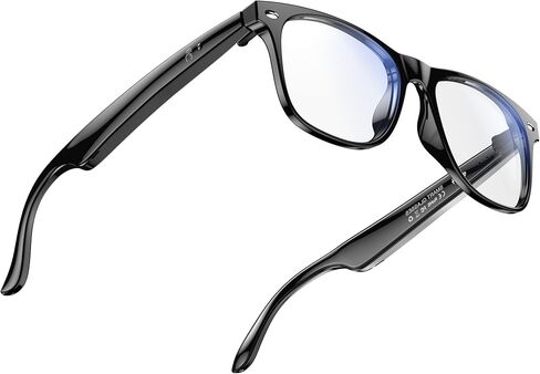 AI ترجمة Bluetooth النظارات الذكية للرجال نساء ، 160+ لغة الترجمة والفيديو في الوقت الفعلي ، Bluetooth الفائق الخفيف 6.0 دعوة نظارة شمسية ، أذن مفتوحة (عدسة حظر الإطار الأسود الأزرق) in Kuwait