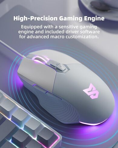 Mouse Mouse Mouse السلكية ، 7200 نقطة في البوصة ، مستشعر ضوئي قابل للتعديل ، USB C ، RGB LED الفئران الخلفية مع 7 أزرار قابلة للبرمجة ، قابس تشغيل عالي الدقة للكمبيوتر المحمول للكمبيوتر الشخصي ، Mint Green in Saudi Arabia