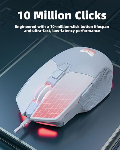 Mouse Mouse Mouse السلكية ، 7200 نقطة في البوصة ، مستشعر ضوئي قابل للتعديل ، USB C ، RGB LED الفئران الخلفية مع 7 أزرار قابلة للبرمجة ، قابس تشغيل عالي الدقة للكمبيوتر المحمول للكمبيوتر الشخصي ، Mint Green in Saudi Arabia