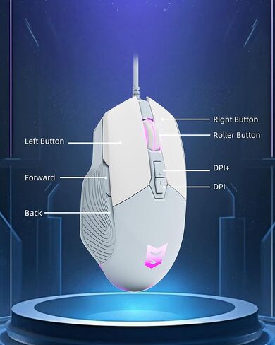 Mouse Mouse Mouse السلكية ، 7200 نقطة في البوصة ، مستشعر ضوئي قابل للتعديل ، USB C ، RGB LED الفئران الخلفية مع 7 أزرار قابلة للبرمجة ، قابس تشغيل عالي الدقة للكمبيوتر المحمول للكمبيوتر الشخصي ، Mint Green in Saudi Arabia