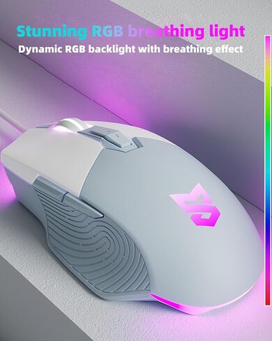 Mouse Mouse Mouse السلكية ، 7200 نقطة في البوصة ، مستشعر ضوئي قابل للتعديل ، USB C ، RGB LED الفئران الخلفية مع 7 أزرار قابلة للبرمجة ، قابس تشغيل عالي الدقة للكمبيوتر المحمول للكمبيوتر الشخصي ، Mint Green in Saudi Arabia