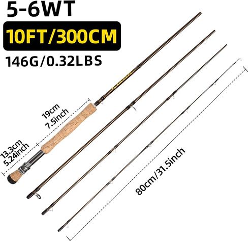 قضيب الصيد ذبابة ، ألياف الكربون ، من 9 أقدام إلى 10 أقدام ، 5/6wt إلى 7/8wt ، مقسمة من 4 قطع ، عمل خفيف ، حركة متوسطة السرعة ، قبضة الفلين ، أدلة كروم صلبة ، صيد سمك التراوت في المياه العذبة in Kuwait