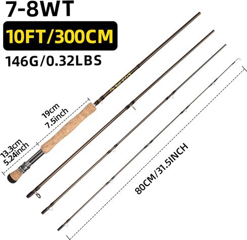 قضيب الصيد ذبابة ، ألياف الكربون ، من 9 أقدام إلى 10 أقدام ، 5/6wt إلى 7/8wt ، مقسمة من 4 قطع ، عمل خفيف ، حركة متوسطة السرعة ، قبضة الفلين ، أدلة كروم صلبة ، صيد سمك التراوت في المياه العذبة in Kuwait
