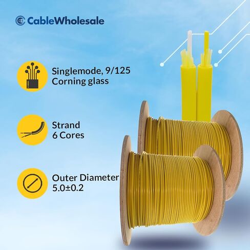 كبلات الألياف الداخلية ذات الألياف الداخلية ذات الألياف الداخلية 6-strand ، singlemode ، 9/125 ميكرون ، أصفر ، مصنفة ، التخزين المؤقت ، 1000 قدم in Kuwait