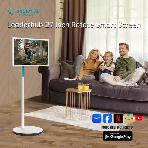 27" Smart Board Built with 2K 8MP Camera 8G+128G, Portable Rotating Touch Monitor Whiteboard with Silent Wheels for Live Stresming,Fitness,Education, Cooking (Stand Mounted Incuded) in Saudi Arabia