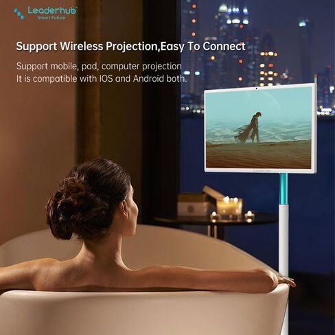 27" Smart Board Built with 2K 8MP Camera 8G+128G, Portable Rotating Touch Monitor Whiteboard with Silent Wheels for Live Stresming,Fitness,Education, Cooking (Stand Mounted Incuded) in Saudi Arabia