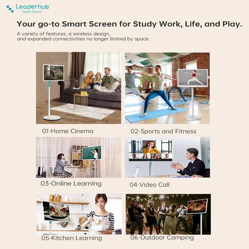 27" Smart Board Built with 2K 8MP Camera 8G+128G, Portable Rotating Touch Monitor Whiteboard with Silent Wheels for Live Stresming,Fitness,Education, Cooking (Stand Mounted Incuded) in Saudi Arabia