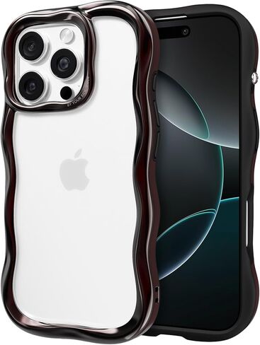 iFace BeBling iPhone 16 Pro Wave Phone Case [Fashion Mirror Chrome Design, Reflective Metallic Shine, Shockproof, Camera Protection] Stylish Gift for Trendsetters – Black in Kuwait