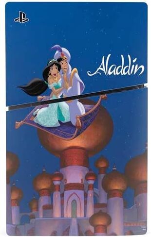 Skinit Decal Gaming Skin Compatible with PS5 Slim Digital Edition Console - Officially Licensed Disney Aladdin and Princess Jasmine Kiss Design in Saudi Arabia