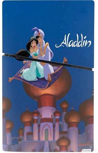 Skinit Decal Gaming Skin Compatible with PS5 Slim Digital Edition Console - Officially Licensed Disney Aladdin and Princess Jasmine Kiss Design in Saudi Arabia