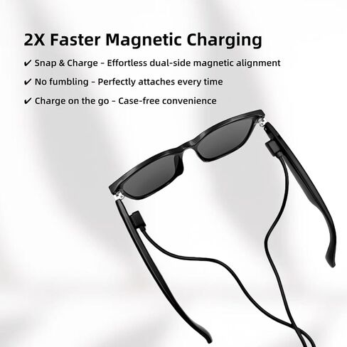 نظارات Bluetooth الذكية GS08 - نظارات حجب الضوء الأزرق مع مكبرات صوت مفتوحة ، عدسة واضحة للمكتب/الألعاب ، شحن خفيف ، شحن مغناطيسي ، شفاف in Kuwait