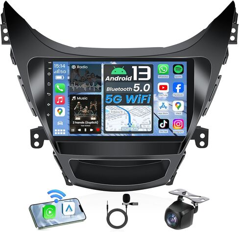 4Core + 64g ROM Android 13 CAR Radio for Hyundai Elantra 2011 2012 2013: 9 Inch 1280x800 HD Touchscreen Stereo Upgrad in Kuwait
