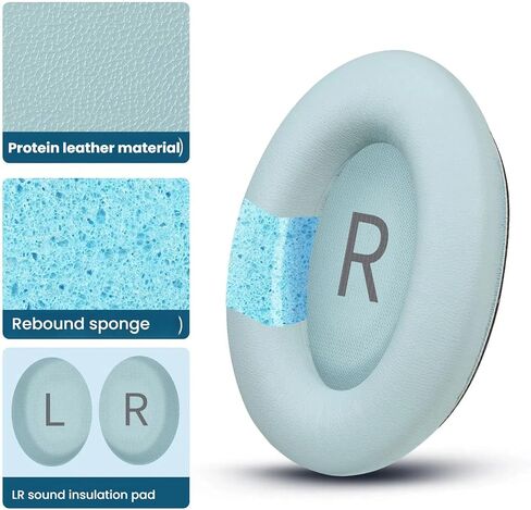 Headphones Replacement Ear Pads, Protein Leather earpad Cushions for Bose QuietComfort 45（QC45） Headphones, Softer Memory Foam - Crystal Blue in Kuwait