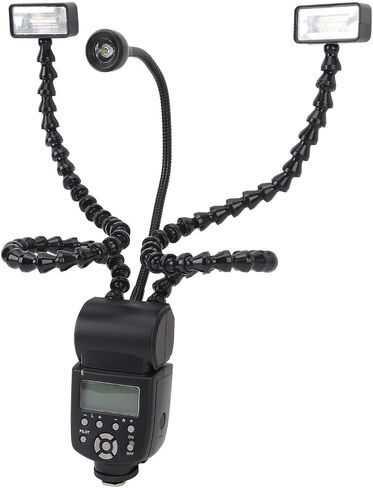 Macro Ring Flash, 3 Head LED Flash Macro Flash Light, 5600k Color Temperature, 8 Level Adjustable Focus Light, Camera Flash Light for DSLR Cameras in Saudi Arabia