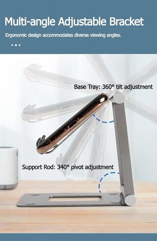 Adjustable Phone Stand - Ergonomic Tilt and Swivel Adjustment, Heavy-Duty Aluminum Metal Construction - Universally Compatible with iPhone, iPad, Mobile Phone in Saudi Arabia