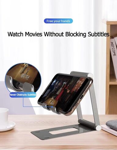 Adjustable Phone Stand - Ergonomic Tilt and Swivel Adjustment, Heavy-Duty Aluminum Metal Construction - Universally Compatible with iPhone, iPad, Mobile Phone in Saudi Arabia