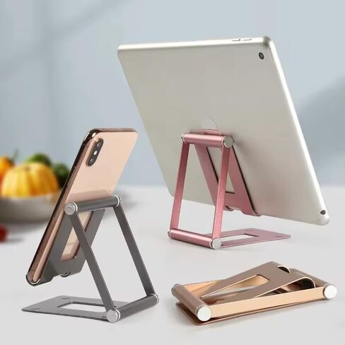 Adjustable Phone Stand - Ergonomic Tilt and Swivel Adjustment, Heavy-Duty Aluminum Metal Construction - Universally Compatible with iPhone, iPad, Mobile Phone in Saudi Arabia