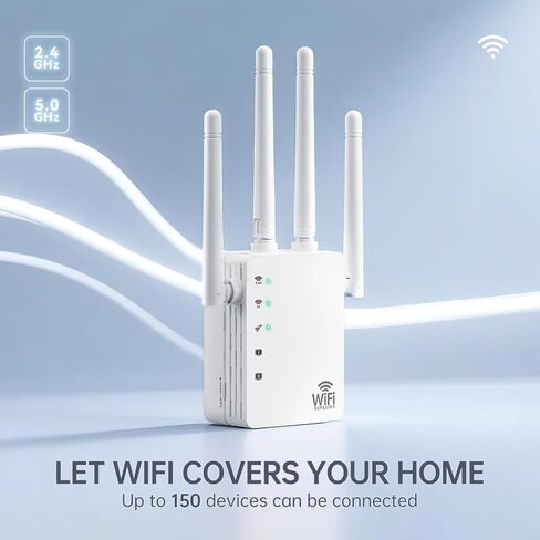 1200Mbps WiFi Extender Signal Booster - Covers Up to 11880 Sq.ft & 100 Devices, Dual Band 5GHz/2.4GHz - WiFi Extenders Signal Booster for Home, WiFfi Repeater, Internet Extender, WiFi Booster in Saudi Arabia